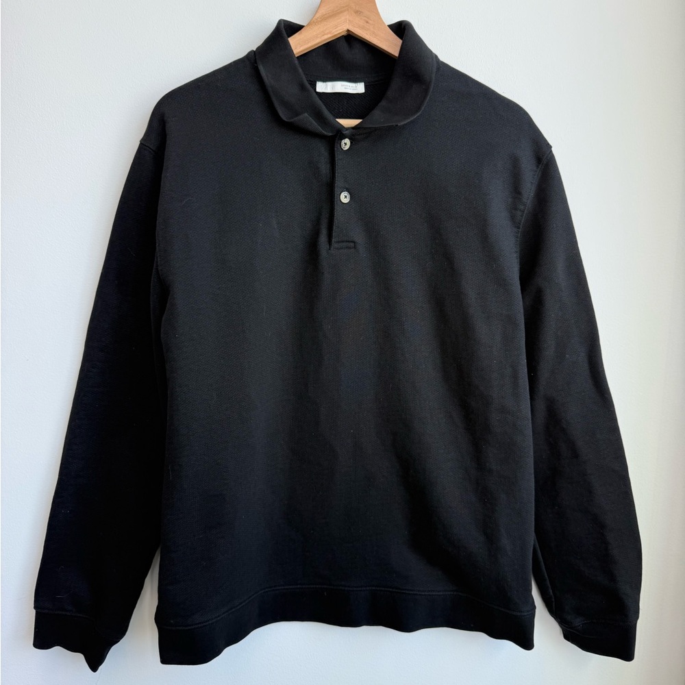 Zara Black Heavy Cotton Polo Sweater